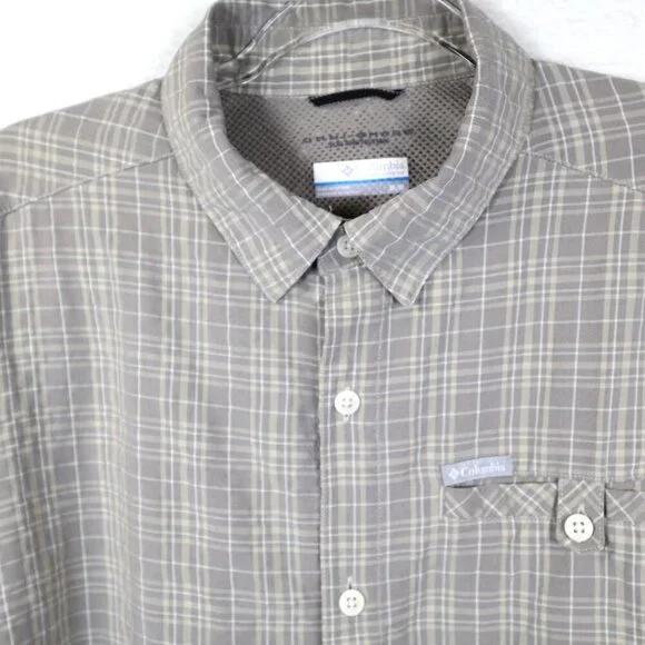 Columbia Omni-ShadeGray Plaid Button Up Mens Medium Sun Protection - Picture 1 of 7